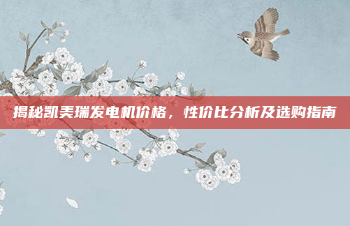 揭秘凯美瑞发电机价格，性价比分析及选购指南