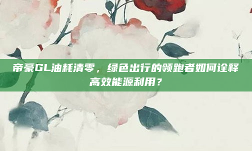 帝豪GL油耗清零,绿色出行的领跑者如何诠释高效能源利用?