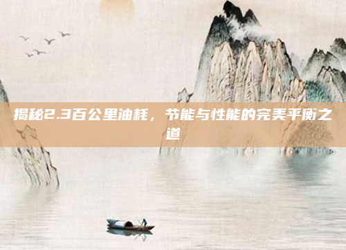 揭秘2.3百公里油耗，节能与性能的完美平衡之道