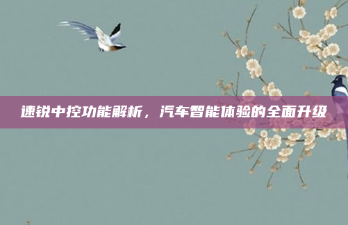 速锐中控功能解析,汽车智能体验的全面升级