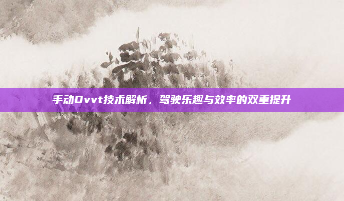 手动Dvvt技术解析,驾驶乐趣与效率的双重提升