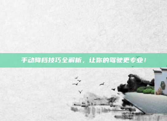 手动降档技巧全解析，让你的驾驶更专业！