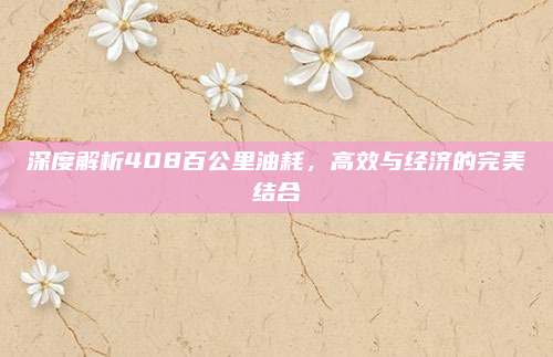 深度解析408百公里油耗,高效与经济的完美结合