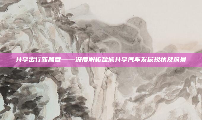 共享出行新篇章——深度解析盐城共享汽车发展现状及前景