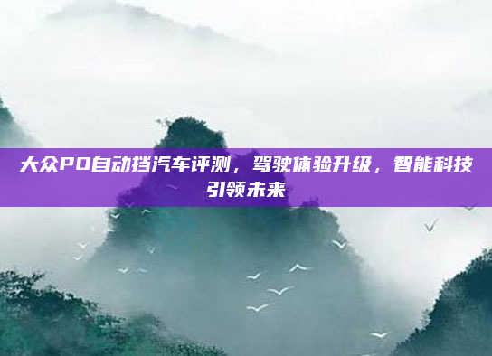 大众PO自动挡汽车评测，驾驶体验升级，智能科技引领未来