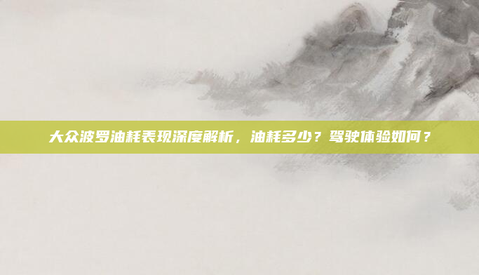 大众波罗油耗表现深度解析，油耗多少？驾驶体验如何？