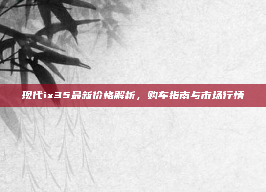 现代ix35最新价格解析，购车指南与市场行情