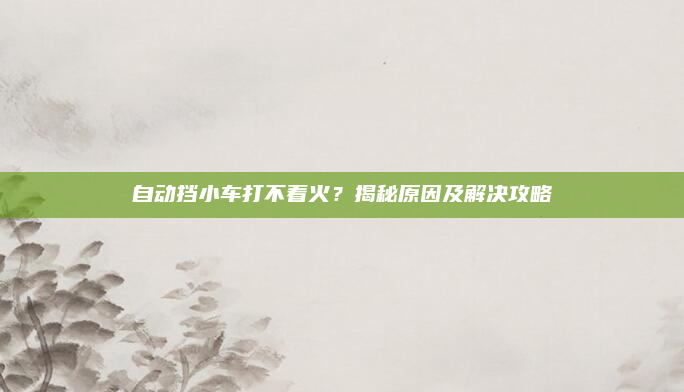 自动挡小车打不着火?揭秘原因及解决攻略
