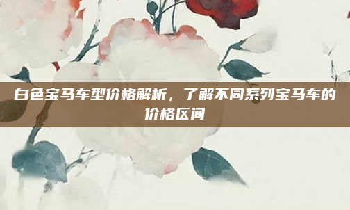 白色宝马车型价格解析，了解不同系列宝马车的价格区间