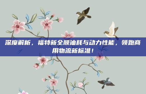 深度解析,福特新全顺油耗与动力性能,领跑商用物流新标准!