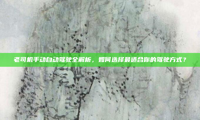 老司机手动自动驾驶全解析，如何选择最适合你的驾驶方式？