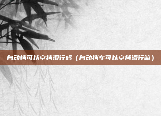 自动档可以空挡滑行吗(自动挡车可以空挡滑行嘛)
