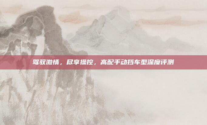 驾驭激情，尽享操控，高配手动挡车型深度评测