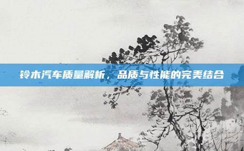 铃木汽车质量解析，品质与性能的完美结合