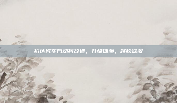 拉达汽车自动挡改造，升级体验，轻松驾驭