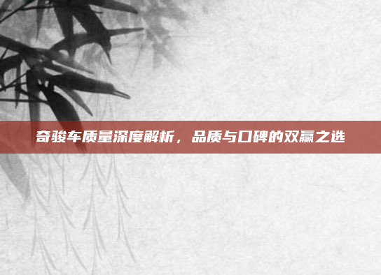 奇骏车质量深度解析，品质与口碑的双赢之选