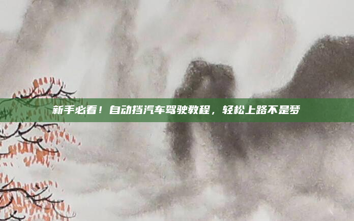 新手必看!自动挡汽车驾驶教程,轻松上路不是梦
