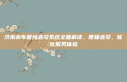 济南市车管所选号系统全面解读，便捷选号，优化服务体验