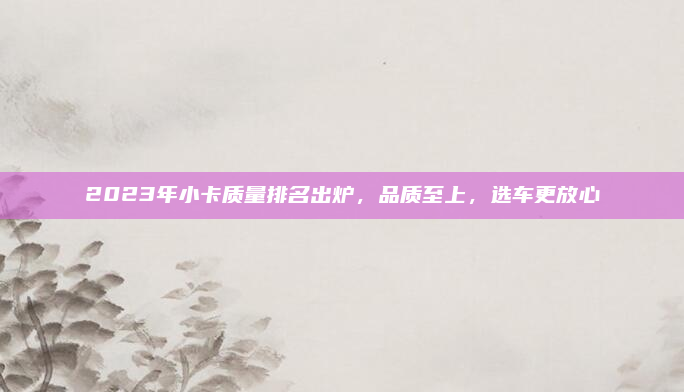 2023年小卡质量排名出炉，品质至上，选车更放心