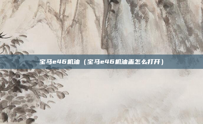 宝马e46机油（宝马e46机油盖怎么打开）
