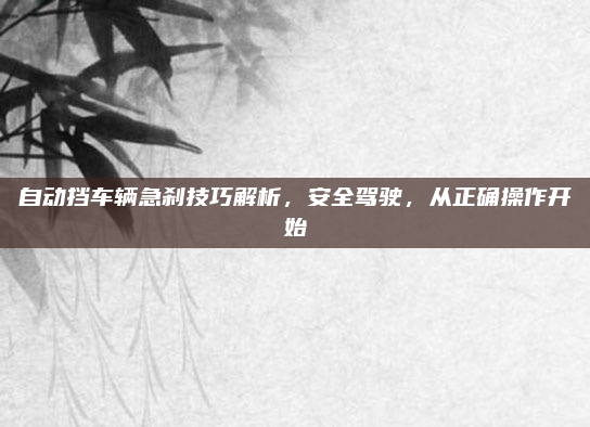 自动挡车辆急刹技巧解析，安全驾驶，从正确操作开始