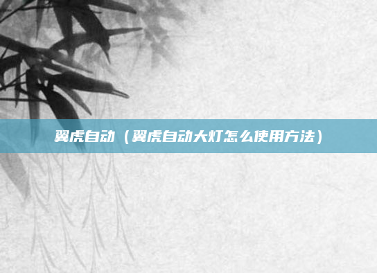 翼虎自动（翼虎自动大灯怎么使用方法）