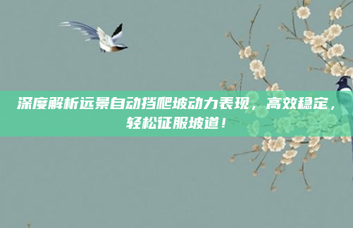 深度解析远景自动挡爬坡动力表现,高效稳定,轻松征服坡道!