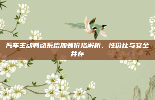 汽车主动制动系统加装价格解析,性价比与安全并存