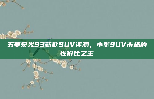 五菱宏光S3新款SUV评测，小型SUV市场的性价比之王