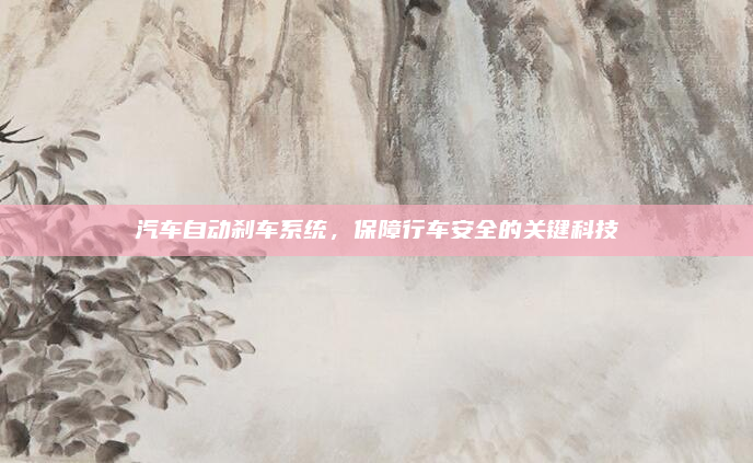汽车自动刹车系统，保障行车安全的关键科技