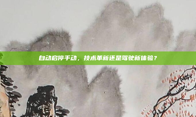 自动启停手动,技术革新还是驾驶新体验?
