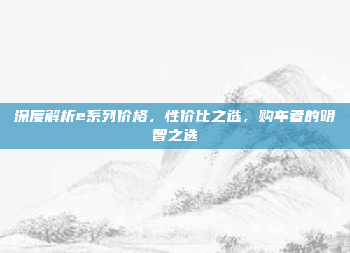 深度解析e系列价格，性价比之选，购车者的明智之选