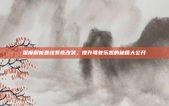 深度解析悬挂系统改装,提升驾驶乐趣的秘籍大公开