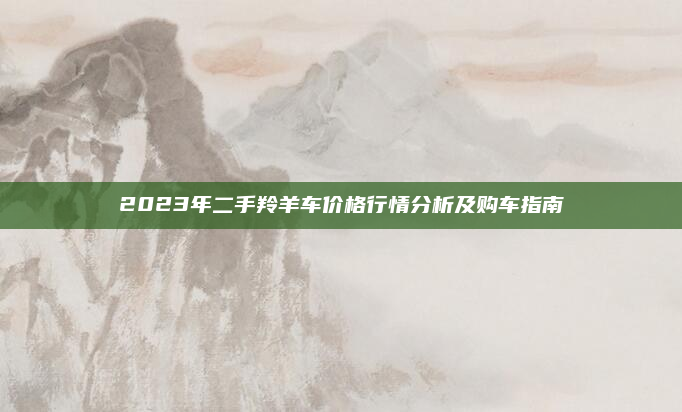 2023年二手羚羊车价格行情分析及购车指南