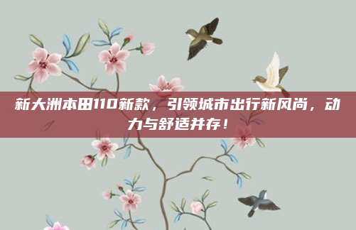 新大洲本田110新款，引领城市出行新风尚，动力与舒适并存！