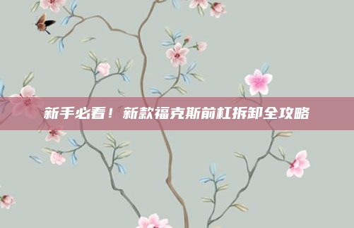 新手必看!新款福克斯前杠拆卸全攻略