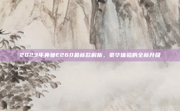 2023年奔驰E260最新款解析，豪华体验的全新升级