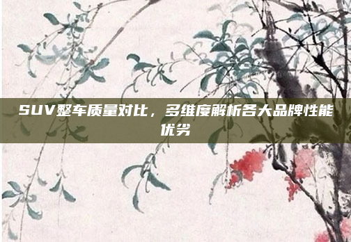 SUV整车质量对比，多维度解析各大品牌性能优劣