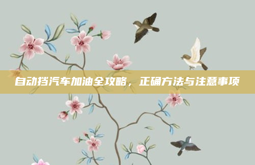 自动挡汽车加油全攻略,正确方法与注意事项
