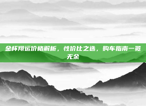 金杯翔运价格解析，性价比之选，购车指南一览无余