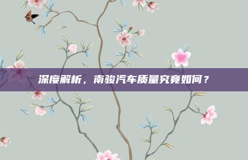 深度解析，南骏汽车质量究竟如何？