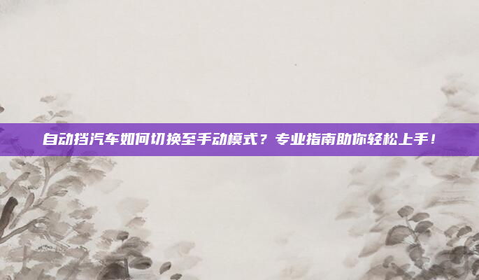 自动挡汽车如何切换至手动模式？专业指南助你轻松上手！