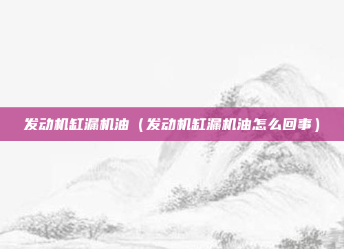 发动机缸漏机油（发动机缸漏机油怎么回事）