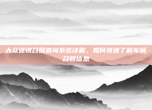 大众途锐召回查询系统详解，如何快速了解车辆召回信息