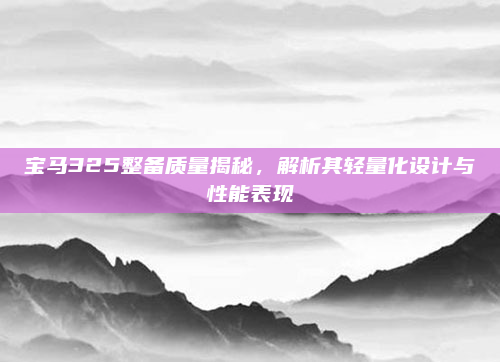 宝马325整备质量揭秘，解析其轻量化设计与性能表现
