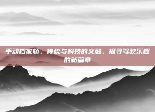 手动档家轿,传统与科技的交融,探寻驾驶乐趣的新篇章