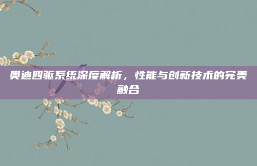 奥迪四驱系统深度解析，性能与创新技术的完美融合
