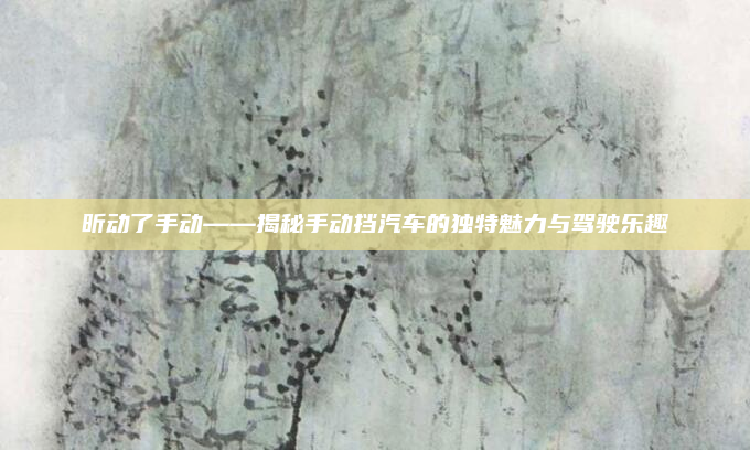 昕动了手动——揭秘手动挡汽车的独特魅力与驾驶乐趣