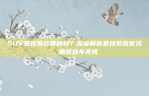 SUV悬挂系统哪种好？深度解析悬挂系统优劣，助您选车无忧