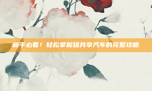 新手必看！轻松掌握租共享汽车的完整攻略
